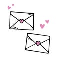 Hand drawing sketch. Envelopes for Love cards. Royalty Free Stock Photo